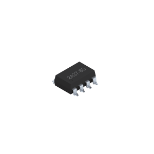 A small black integrated circuit chip with eight silver pins, labeled 2A378S and known as an SMP-37 Photo-MOSFET Relay, is shown isolated on a white background. by Standex Detect