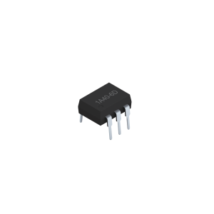 A small black integrated circuit chip with four silver pins on each side, labeled A4060D on top, resembling an SMP-40 Photo-MOSFET Relay, isolated on a white background. by Standex Detect